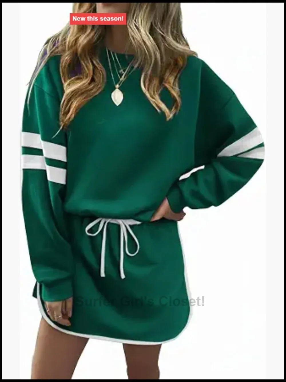 Womens 2 Piece Skort Outfit Lounge Set Stripes Drop Shoulder Long Sleeve